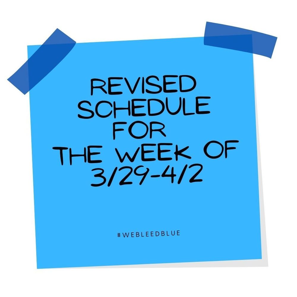 Schedule for 3/29-4/2
