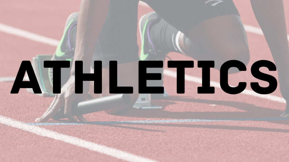 Sprinter on the blocks athletics banner