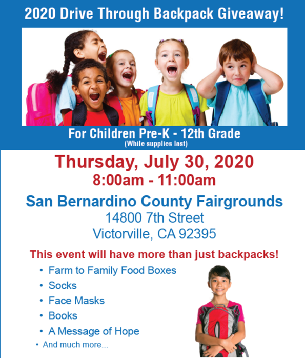 2020 Drive Through Backpack Giveaway