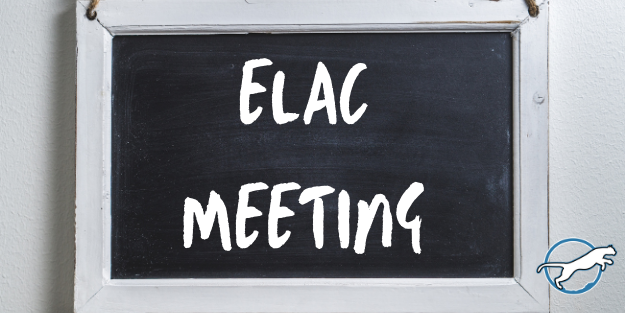 chalkboard with ELAC meeting written on it