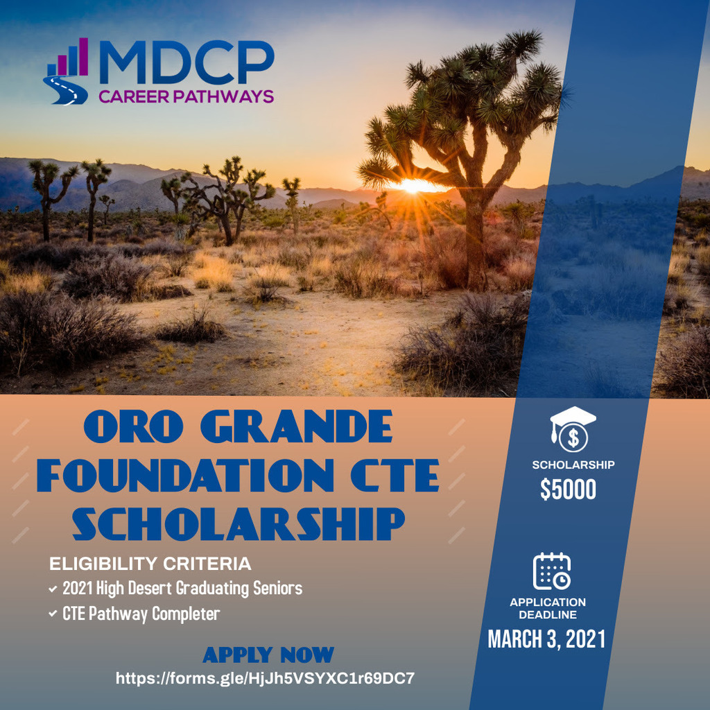 Oro Grande Foundation CTE Scholarship flier