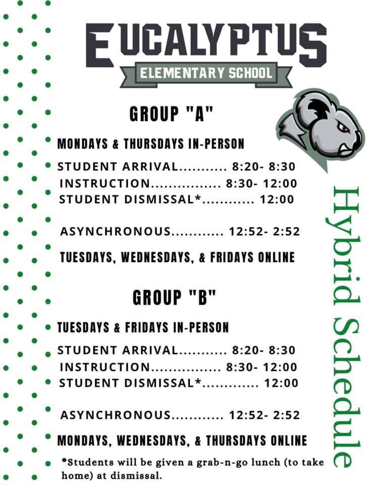 Distance Learning Schedules for Groups A and B
