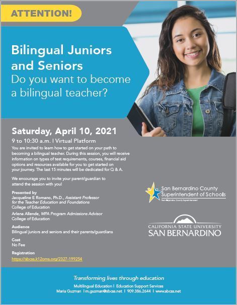 SBCSS Bilingual Teacher Flyer