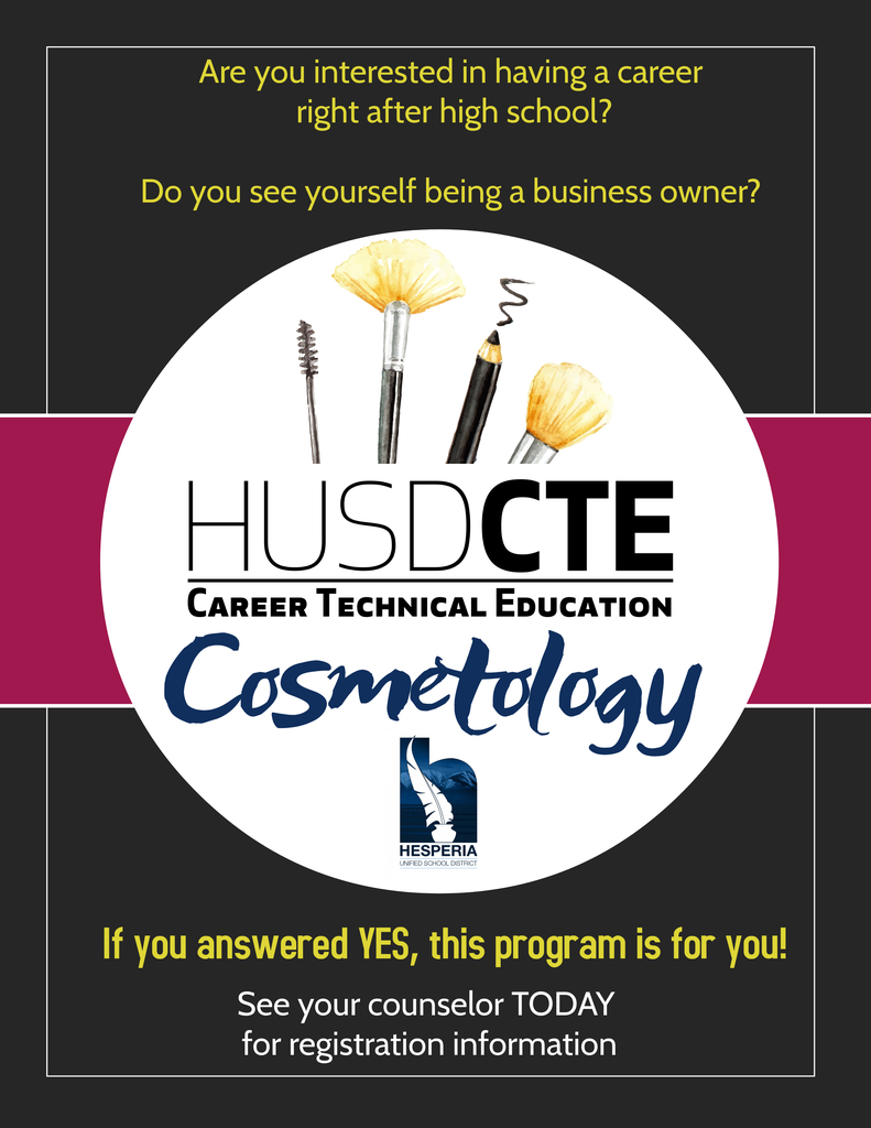 HUSD CTE Cosmetology Flier