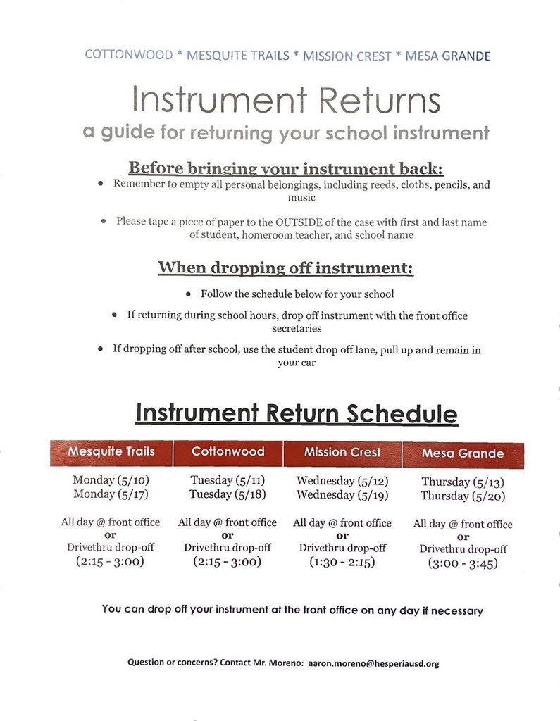 Instrument Return Information