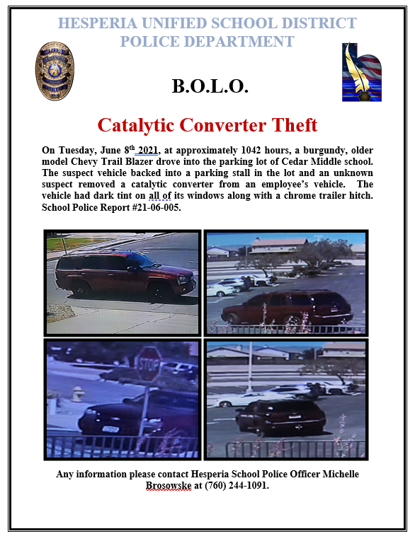 Catalytic Converter Theft Flyer