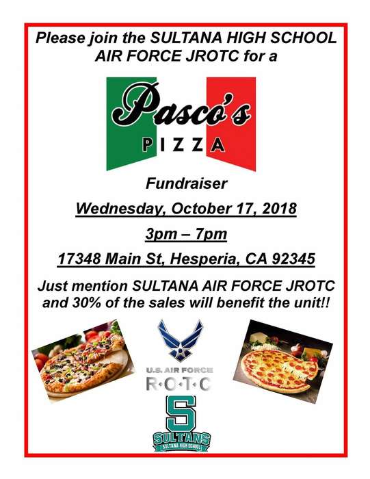 Sultana AFJROTC is having a fundraiser today!
