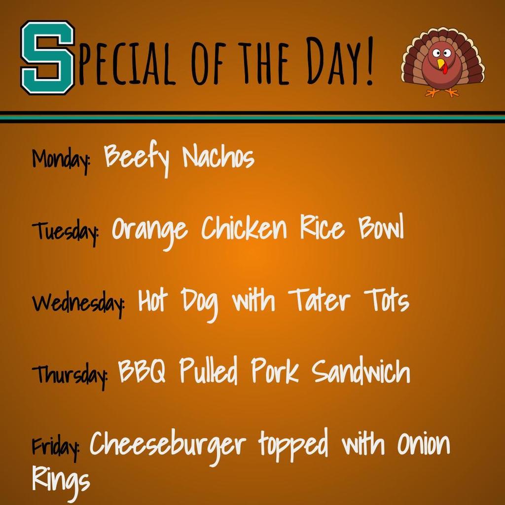 Nutritional Services Specials 11/1-11/5