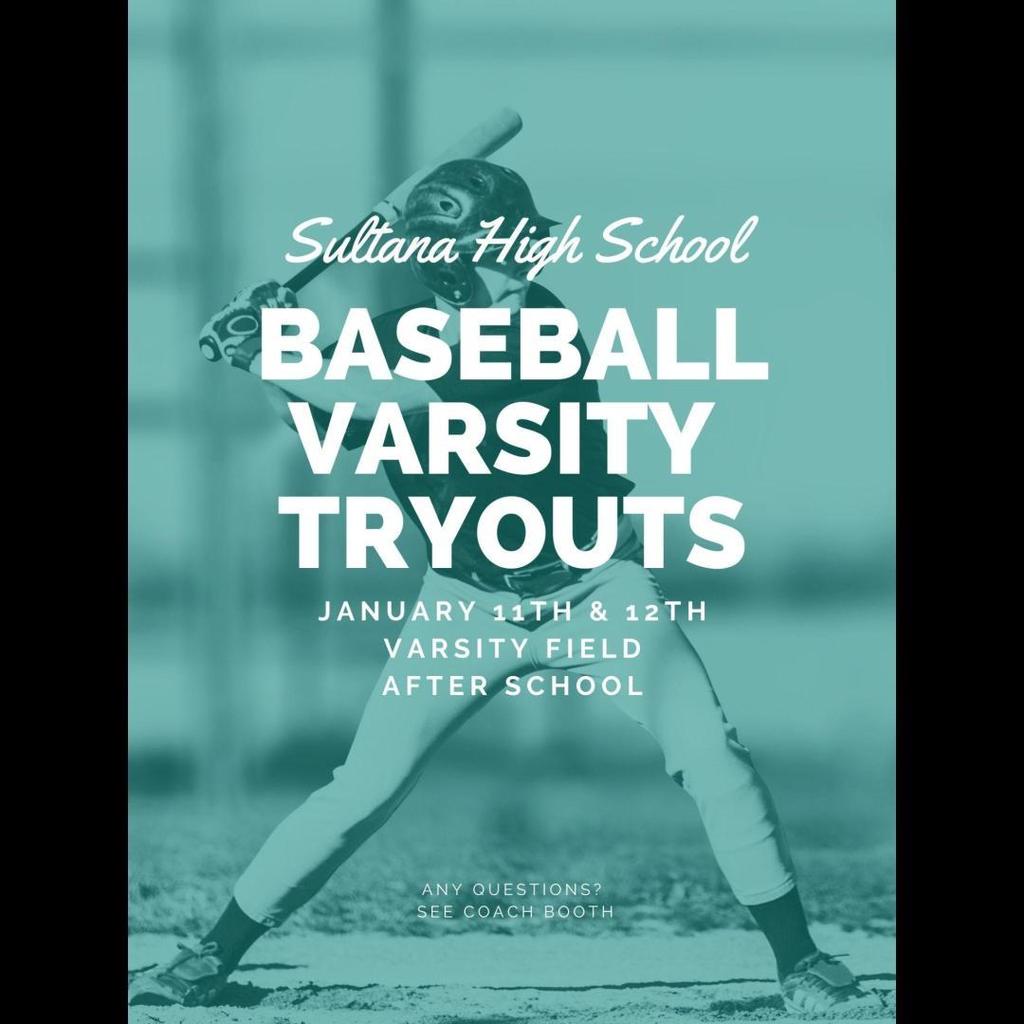 Baseball tryouts 1/11-12/22
