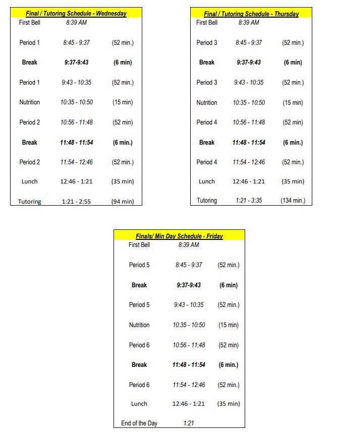 Final's Schedule