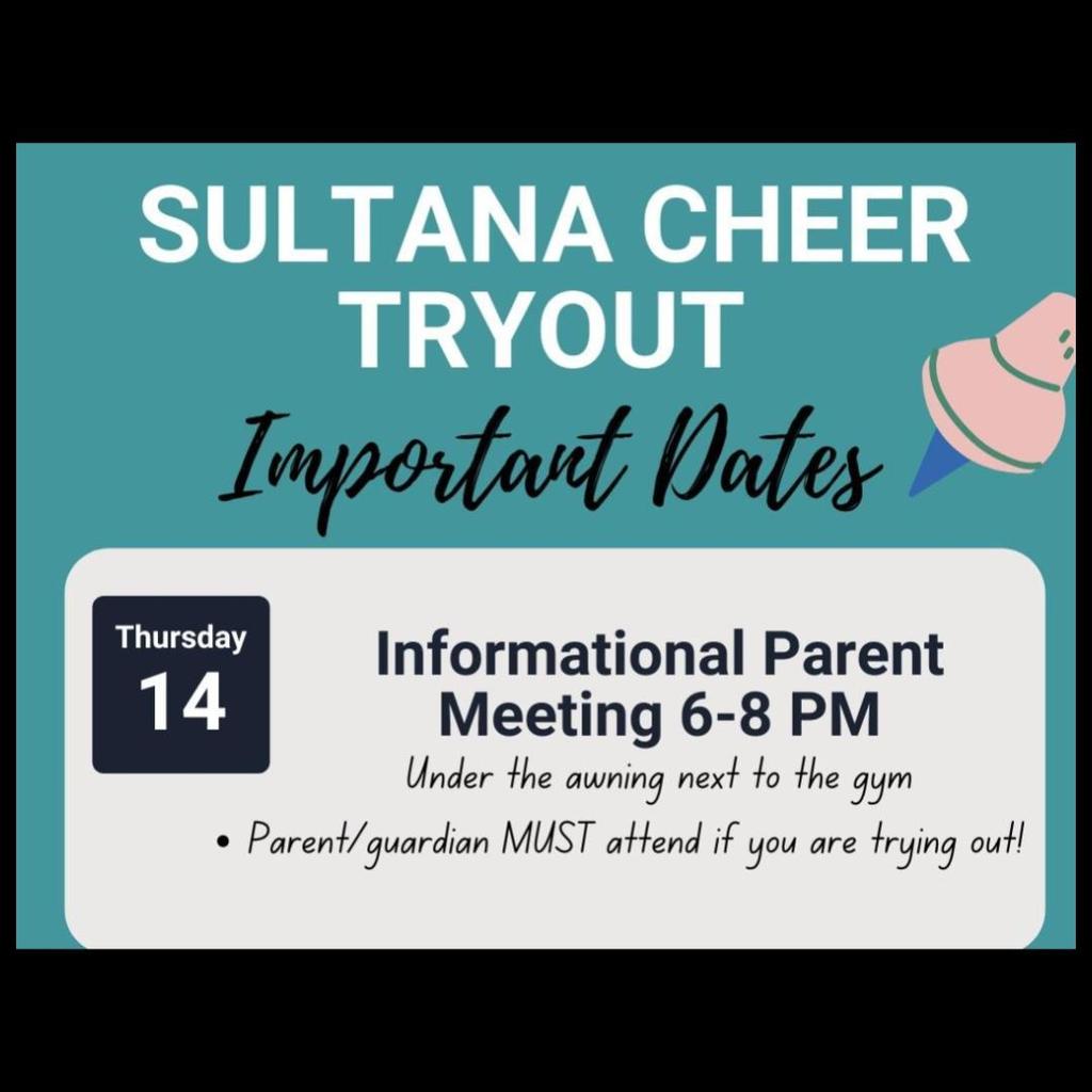Cheer tryouts parent meeting TODAY