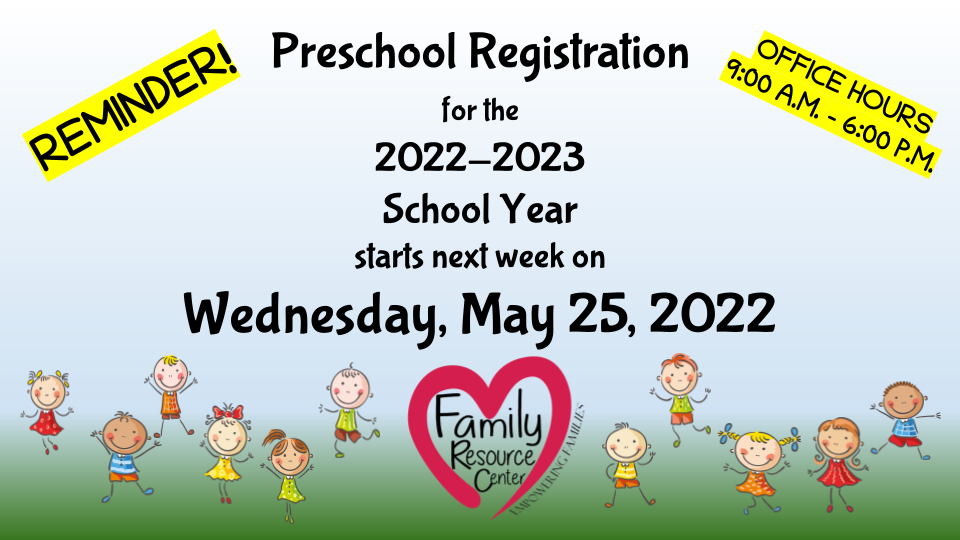 PreSchool Registration Reminder