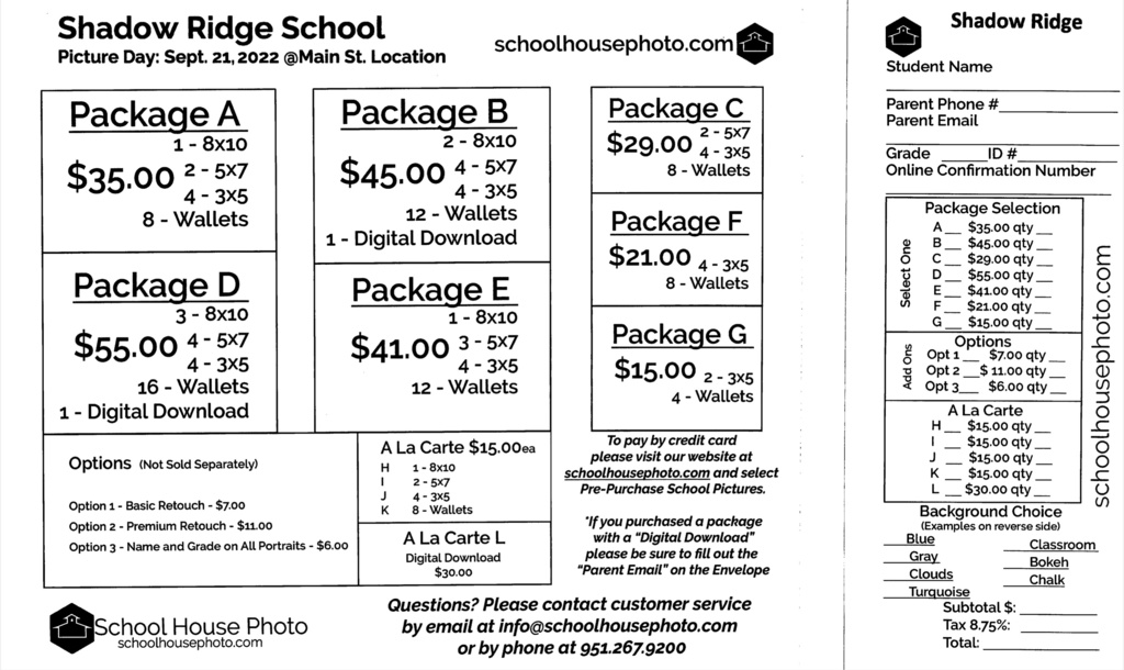 Picture Day Packages