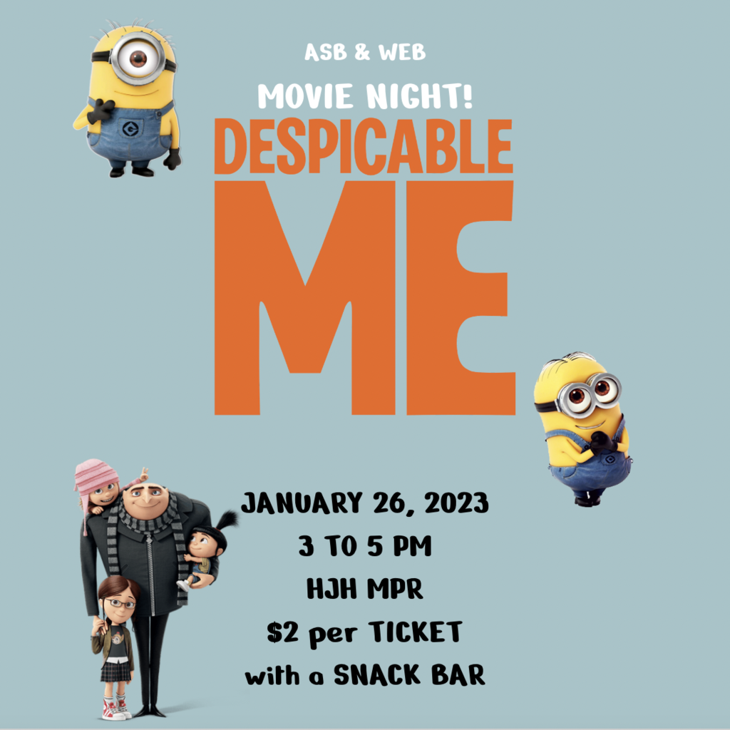 Despicable Me Movie Night 1/26/23 from 3 to 5pm