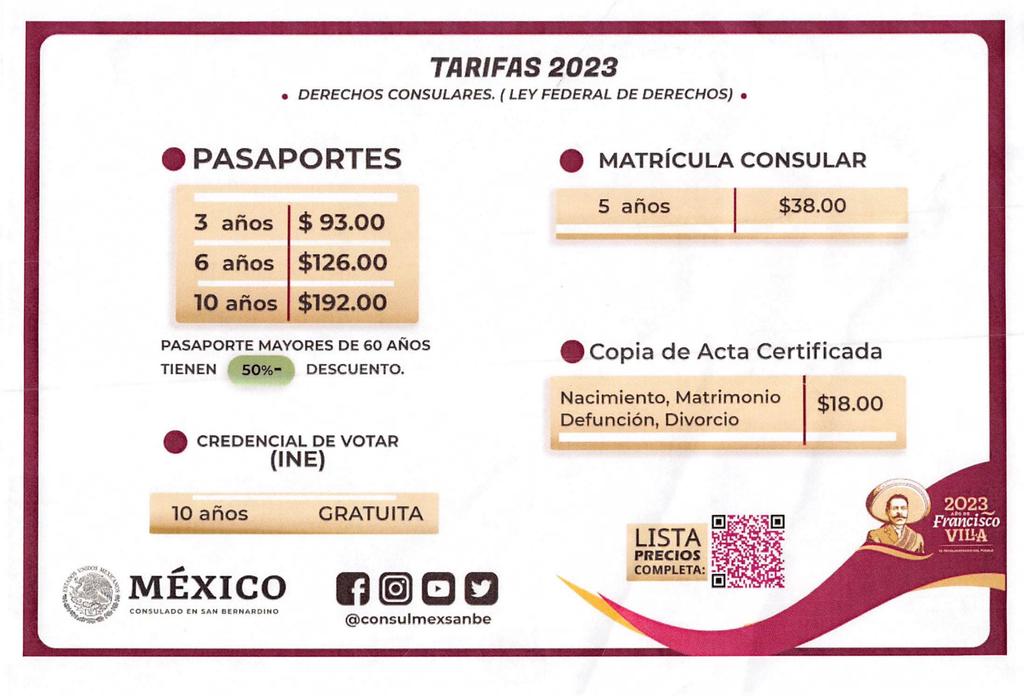 Mexico Consulate 2023 Prices