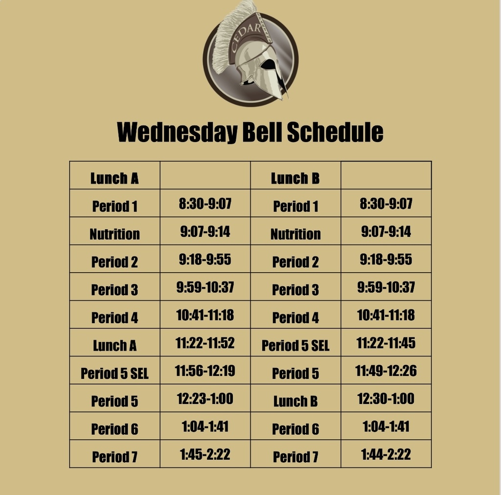 Wednesday bell schedule