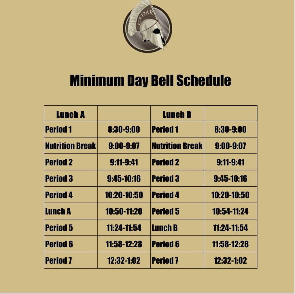 minimum day bell schedule