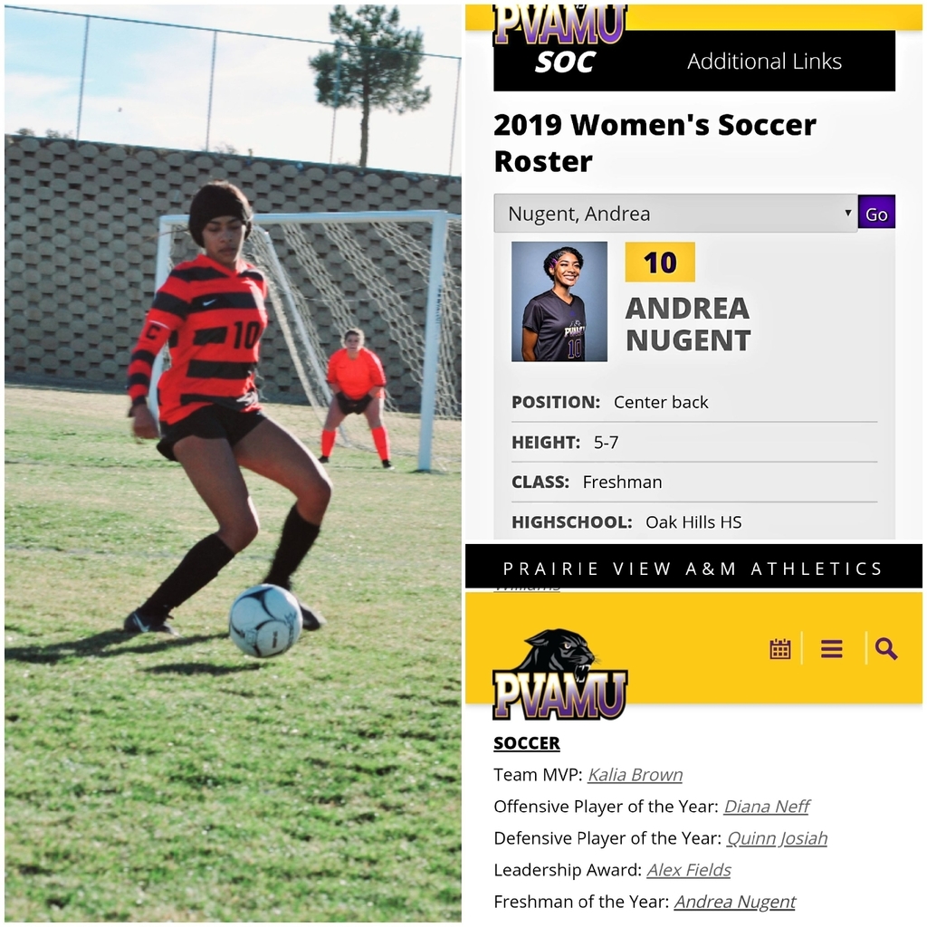 We are extremely proud of former Bulldog soccer player Andrea Nugent for being named Freshman of the Year for the Prairie View A&M Women's Soccer Team. 
