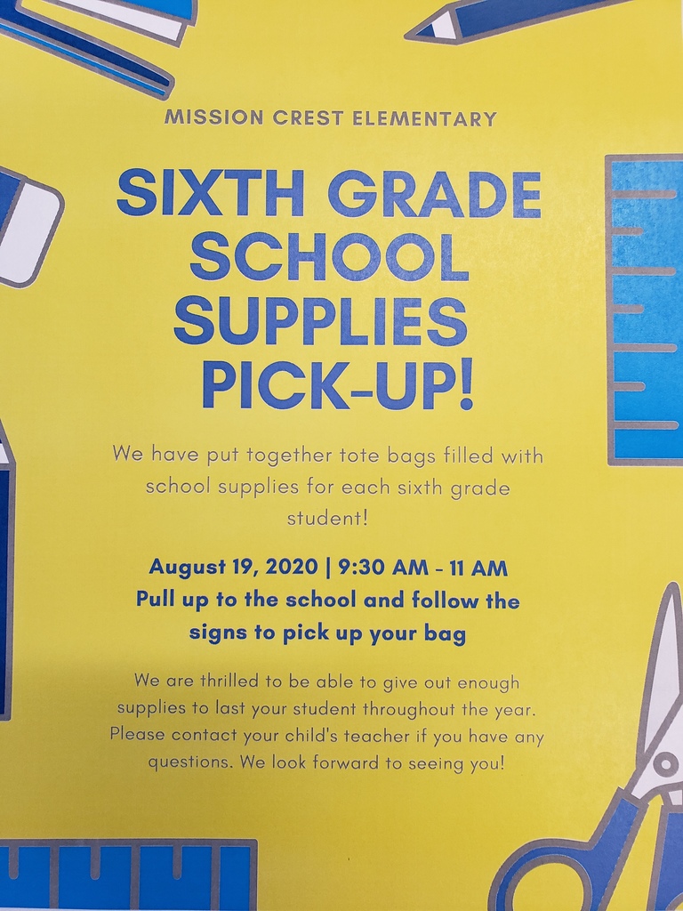6th Grade School Supply Pick-Up 