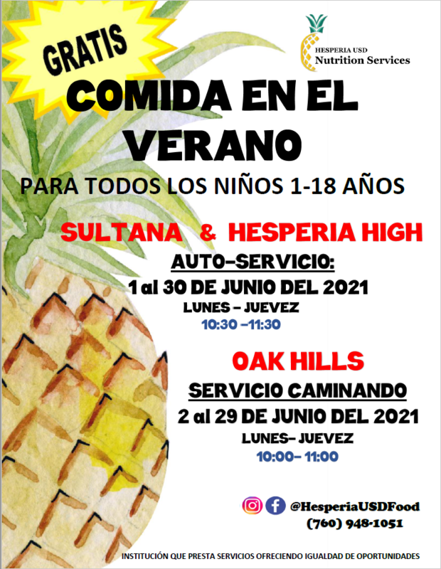 Summer Meals Flyer Spanish