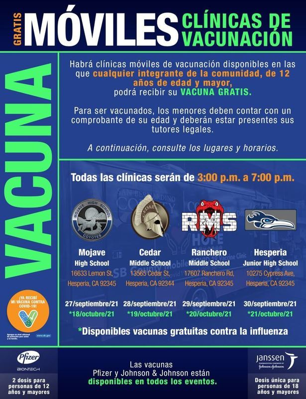 Free Mobile Vaccination Clinic Flyer (Spanish)